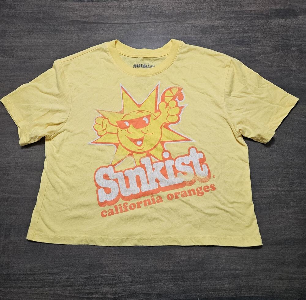 Sunkist Women’s Size XS Yellow California Oranges Croppped Short Sleeve T-shirt